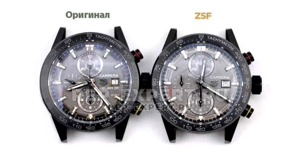 Сравнение оригинала часов TAG Heuer Carrera CALIBRE HEUER01 с моделью от мануфактуры ZSF