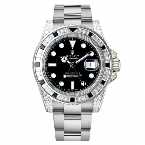 Rolex GMT-Master II White Gold diamonds and black sapphires 116759 SANR