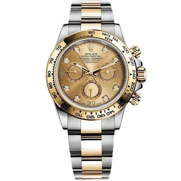 Daytona Steel and Yellow Gold 116503 Champagne set with Diamonds