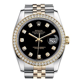 Rolex Datejust Lady Steel Yellow Gold 36mm 116243-Black-Dial-Diamond-Jubilee 21655