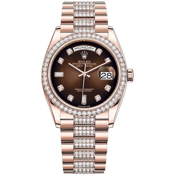 Rolex  Day-Date 36 Everose gold Bezel set with diamond President Bracelet  128345rbr-0041