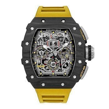 Richard Mille RM 011 Automatic Flyback Chronograph Carbon on Yellow Rubber Strap