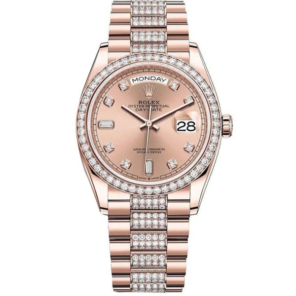 Rolex  Day-Date 36 Everose gold Bezel set with diamond President Bracelet  128345rbr-0020