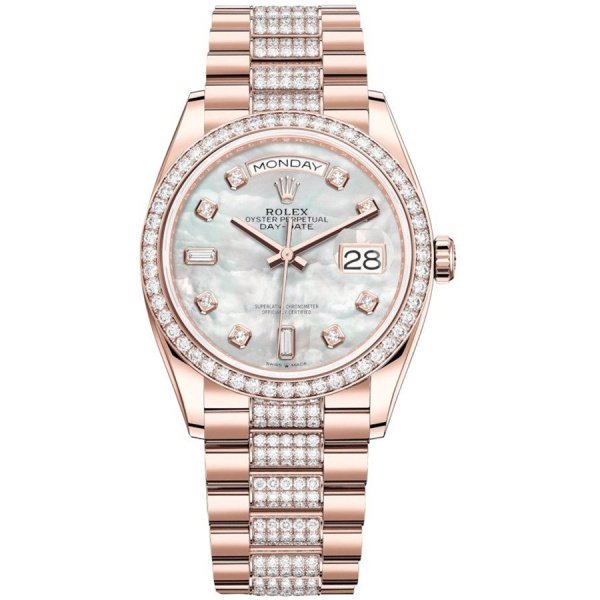 Rolex  Day-Date 36 Everose gold Bezel set with diamond President Bracelet  128345rbr-0030