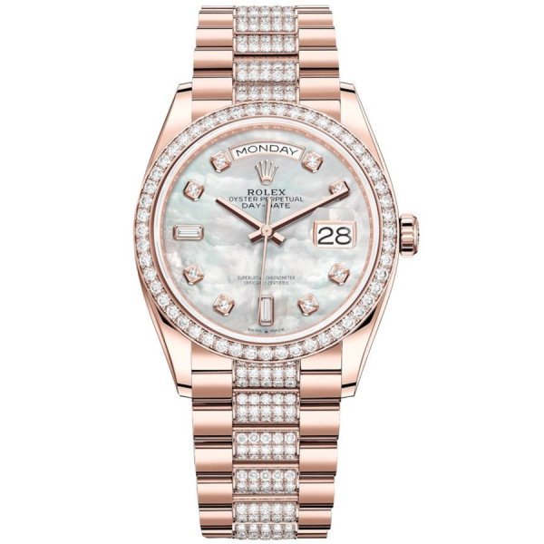 Rolex  Day-Date 36 Everose gold Bezel set with diamond President Bracelet  128345rbr-0030