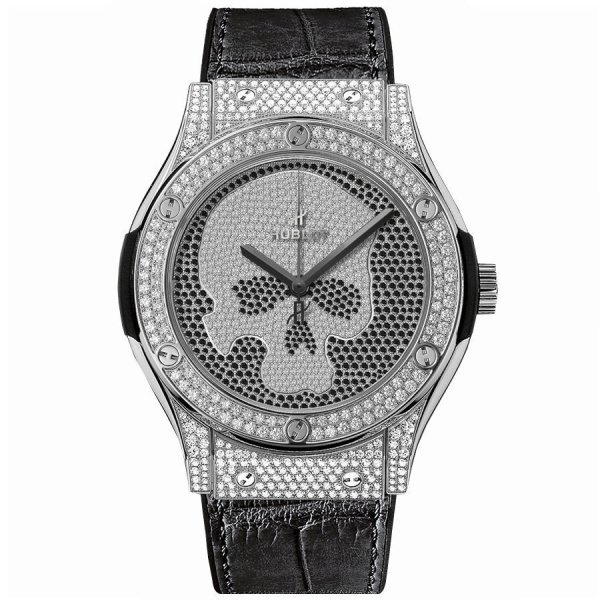 Hublot Classic Fusion Skull 45mm 511.NX.9000.LR.1704.SKULL Titanium Full Pave Watch