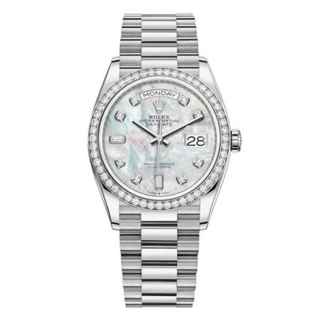 Rolex Day Date Ladies White mother-of-pearl set with diamonds 128349RBR