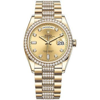 Rolex  Day-Date 36 Yellow gold Bezel set with diamond President Bracelet  128348rbr-0010