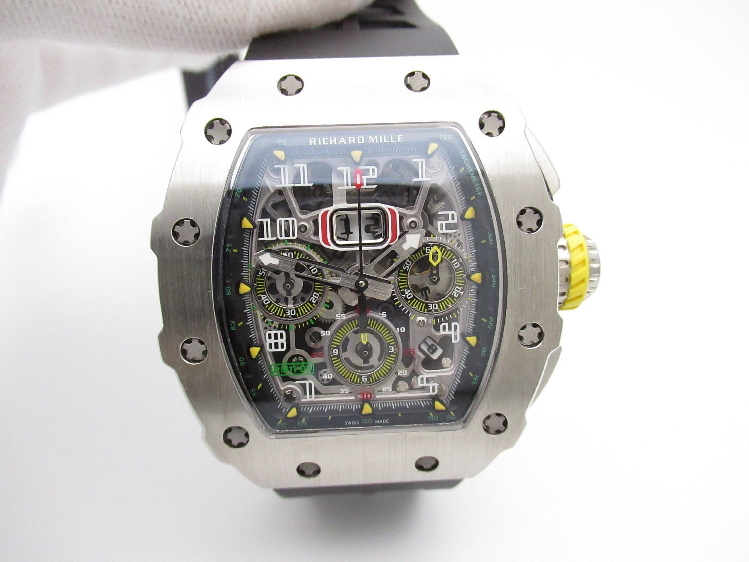Richard Mille RM 011 Automatic Flyback Chronograph in Titanium on Black Rubber